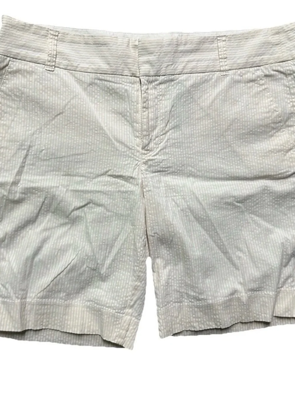 Women’s J. Crew White Peach Seersucker Shorts Size 12